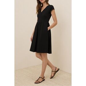 Pact Fit & Flare Crossover Dress Black